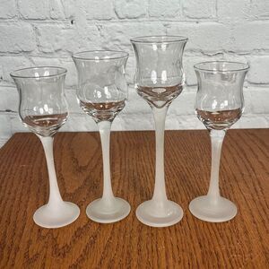 PARTYLITE Frosted Glass Pedestal Votive Candle Holders 3 sizes 4 total Vintage